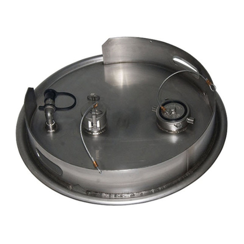 329123 22in SS Drum Cover for Liquid Transfer System with 2in Quick Connect, 1/2in Vapor Return Connection, EPDM Gaskets
