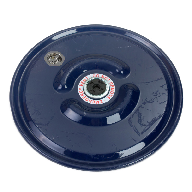 34701381 22 5/16in Carbon Steel Raised Bumpy Lid - 2in Rieke Vent - 2in Bung Fitting - EPDM Gasket (Painted Blue)